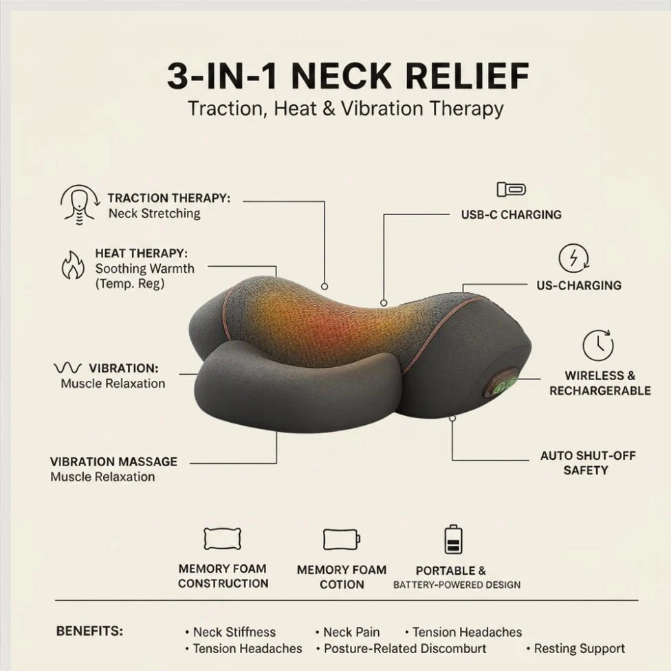 Heated Cervical Support Pillow for Neck and Spine